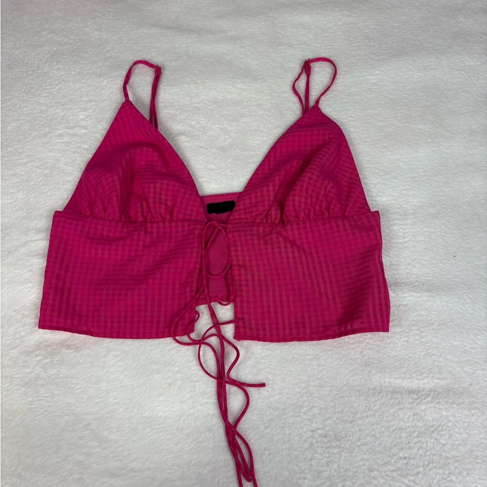 NBD Fuchsia Lace-Up Bralette